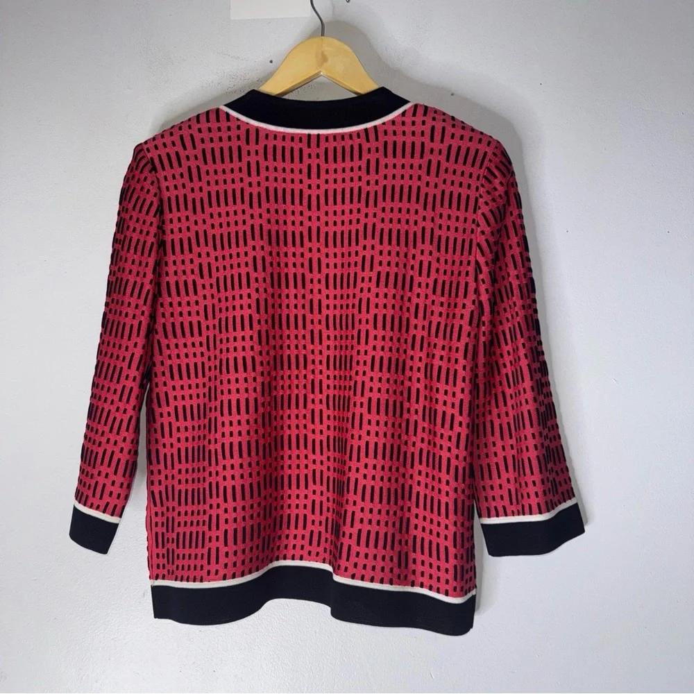 Ming Wang Pink And Black Open Cardigan Small‎
